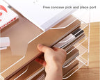 Acrylic Paper Letter Tray Organizer, 5 Tiers, Transparent, Modern, Rectangular, Stackable, Office