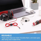 100 PCS 8 Inches Reusable Cable Ties | Adjustable Cord Wraps, Cable Straps | Hook & Loop Cord Organizer, Cable Management