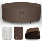 Heavy Duty Patio Furniture Covers Waterproof, 600D Round Outdoor Furniture Cover Waterproof for Sectional Sofa Couch, Outdoor Dining Table and Chair Set Covers 72"DIA x 28"H, Brown