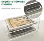 2 Tier Paper Organizer Letter Tray - Acrylic Tray Organizer for Desk, Paper Sorter Organizer for Letter/A4 Office File Folder Holder - Crystal-Clear File Organizer