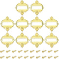 uxcell 10 Pcs Metal Label Holder, 2.2 x 2.4 Inch Small Vintage Card Frame Tag Floral Lace Label Holder with Screws for File Boxes Drawers Door Cabinet Book Shelves, Gold Tone