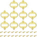 uxcell 10 Pcs Metal Label Holder, 2.2 x 2.4 Inch Small Vintage Card Frame Tag Floral Lace Label Holder with Screws for File Boxes Drawers Door Cabinet Book Shelves, Gold Tone