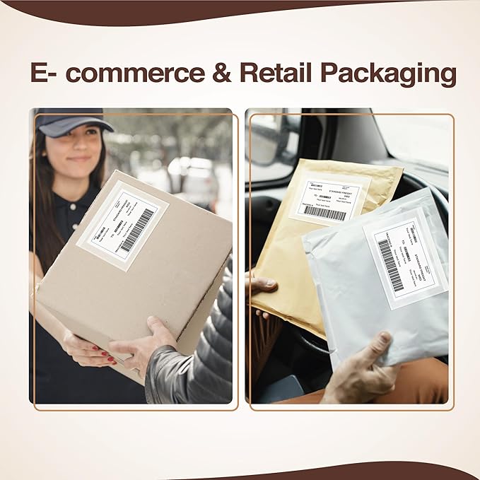 7x10 Shipping Label Sleeves 500 Pack-Strong Adhesive Back for Secure Package Labelling, Protects Documents with Packing Slip Pouches -Packing Sleeves for Mailing and Packaging -WaterProof and Durable