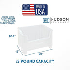 Hudson Exchange 20" x 15" x 12.5" (1 Pack) Plastic Giant Stackable Hopper Bin Container, Clear