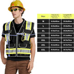 AYKRM Heavy Woven cotton High Vis Reflective work construction safety vest for men Class 2 with ipad Cargo Pockets