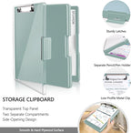 Clipboard with Storage,Heavy Duty Clip Boards 8.5x11 with 2 Storage Case,Clear Visible Top Panel Storage Clipboards,Side Open Clip Boards,Nursing Clipboard Folder Case for Office Supplies-Dark Green
