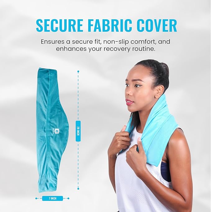 ICEWRAPS Extra Cover ONLY for 7"x28" Therapy Clay Ice Pack | Reusable and Washable Soft Fabric Cover for Cold Pack | Fabric Cold Compress Sleeve | 7"x28" Soft Ice Pack Cover | Blue Fabric Cover Only