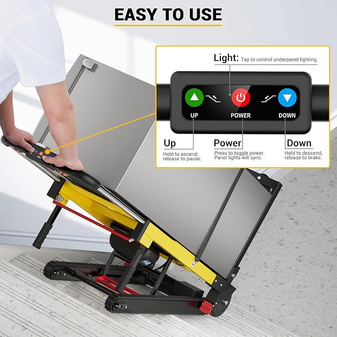 Electric Stair Climbing Dolly, 400lb Max Load Heavy Duty, Powered Stair Climber Dolly Cart with 6 Wheels Motor Powered for Furniture Logistics Warehouse, Black & Yellow, 130W