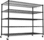 PrimeZone 5 Tier 80.7"H x 55.5"W x 24"D Wire Shelving with Wheels 3000lbs NSF Certified Storage Shelves Heavy Duty Metal Shelf Adjustable Rolling Rack Commercial Garage Restaurant Warehouse Kitchen
