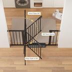 Cumbor 29.7-48" Baby Gate for Stairs, Mom's Choice Awards Winner-Dog Gate for Doorways, Auto Close Safety Pet Gate for Dogs Indoor, Easy Install Pressure Mounted Child Gate with Walk Thru Door, Black