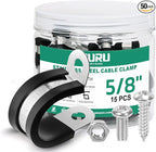 15PCS 5/8 Inch Cable Clamps with 35PCS Screws Assortment Kit 304 Stainless Steel Rubber Cushioned Insulated Cable Clamp, Automotive Wire Pipe Clamps(16mm)