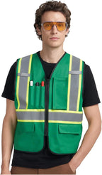 A-KSAFETY High Visibility Safety Vest for Men Women with Pockets and Zipper