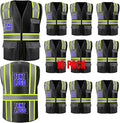 BeautyWill 10/20 Pack Custom Logo Safety Vest,Bulk High Visibility Class 2 Reflective Work Vests