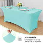 Obstal 6 Pack Stretch Spandex Table Covers for 8 Foot Tables - 8 FT Rectangular Fitted Tablecloth Protector for Wedding, Banquet, Party (Turquoise Blue, 96'' Length x 30'' Width x 30'' Height)