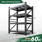Letaya 2000LBS Storage Shelves Heavy Duty,60" H Garage Shelving Units, 4 Tier Adjustable Utility Rack Shelf,Large Metal Industrial Shelves,for Shop,Warehouse,Basement (40" W x 20" D x 60" H)