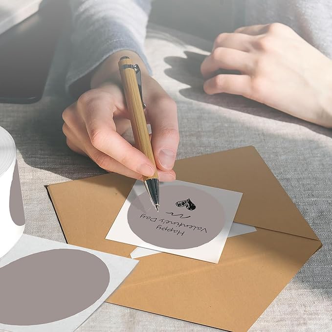4 Inch Large Gray Circle Thermal Labels, Self-Adhesive Round Inventory Stickers, Multi-Purpose Round Roll Thermal Printing Stickers for Business and Domestic Use-300 Labels/Roll