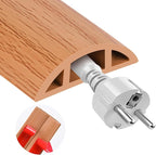 MYFAMIREA 10FT Floor Cord Cover for Wire Self Adhesive Cable Cavity Management PVC Extension Cord Hider Power Floor Wire Protector Cover Prevent Cable Trip for Office Home Outdoor (Brown Wood, 1.97'')