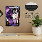 A4 Clipboards,Heavy Duty Waterproof Nursing Plastic Folder Clipboard with Storage Clip Boards,File Folder Storage Box Clipboard Case for Teacher,Doctor,Offices,Dream Catcher Wolfs