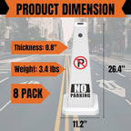 No Parking Sign, 26.4-Inch Traffic Safety Cone, White Plastic, High-Visibility, Weatherproof, Slip-Resistant Base, Stackable, Indoor Outdoor Use-4Pack