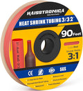 haisstronica 3:1 Heat Shrink Tubing, Shrink Ratio Adhesive Lined Marine Grade Heat Shrink Tube for Home, Automotive and Industrial (Red) 90FT 3/32inch