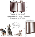 ZJSF Freestanding Indoor Dog Gate for House Foldable Wood Puppy Gate for Doorways Pet Gate for Stairs Extra Wide Pet Fence, Brown, 32" Height 2 Panels