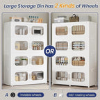 200Gal Exra Large Stackable Storage Bins with Lid, 800QT Collapsible Storage Box with 6x Wheels, Folding Plastic Cabinet Container with Door Drawer for Home Kitchen Office Dorm, 4Pack White