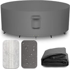 Heavy Duty Patio Furniture Covers Waterproof, 600D Round Outdoor Furniture Cover Waterproof for Sectional Sofa Couch, Outdoor Dining Table and Chair Set Covers 62"DIA x 28"H, Grey