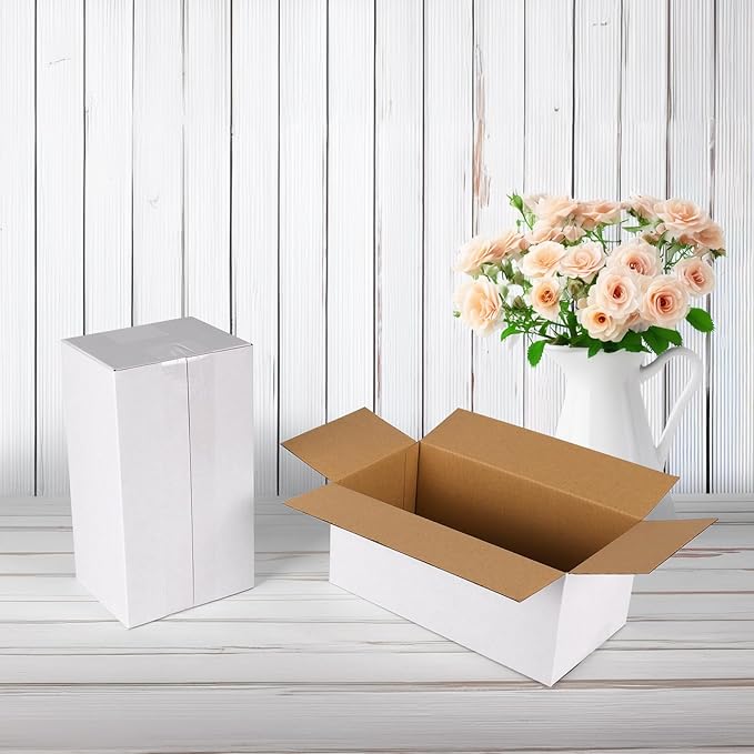 Hoikwo 9x5x4 Shipping Boxes Set of 25, White Corrugated Cardboard Box for Small Business for Packaging Mailing