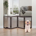 Dog Gate, Freestanding Dog Gates for Doorways, Foldable Dog Gate Indoor, Pet Gates for Doorways Bedroom, Puppy Gate with Metal Support Feet, Room Divider 4 Panels (Brown)