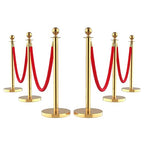 6Pcs Stainless Steel Stanchion Posts with 5ft Red Velvet Ropes - Crowd Control Barriers & Queue Line Kit with 26ft Red Carpet for Wedding, Party, Theater Supplies