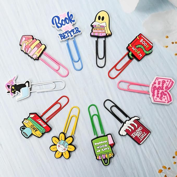 30 PCS Bookish Paper Clips Metal Paperclip Large Size Paper Clip Cute Bookmark Colorful Office Supplies Bookmark Clamp Desk Accessories Stationery for School Gifts for Christian