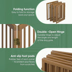 Freestanding Foldable Dog Gate - Indoor Pet Gate with Metal Support Feet, Room Divider 6 Panels (Walnut)