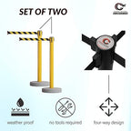 Crowd Control Warehouse - CCW Set of 2 Retractable Belt Barrier Stanchion, Water Fillable Base MSH630-11 Foot Belt, Yellow"Caution - DO NOT Enter" Black Letters with Black PVC Plastic Post