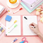 Feifeiya 6 Sides Whiteboard Notebook Portable Whiteboard Dry Erase Notebook Portable Dry Erase Board Double Sided Folding Whiteboards White Board for Office Study Meeting(Pink,A5: 6"×9”)