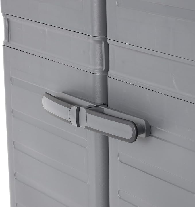 Gracious Living 3-Shelf Base Cabinet, MaxIt Lockable Utility Storage with Adjustable Shelves for Garage, Basement, Workshop, Grey - Large