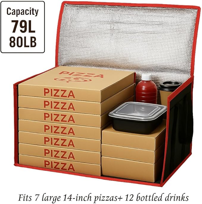 Bodaon 2-Pack Insulated Food Delivery Bag, XXXL Grocery Shopping/Catering/Bags, Rideshare Delivery Bag, Thermal Cold/Hot Styrofoam Carrier for Shopping/Travel/Catering/Car,
