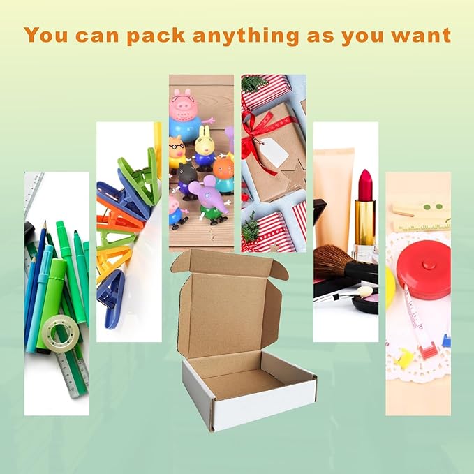 50 Pack 4x4x1'' Small Shipping Boxes, Corrugated Cardboard Mailers for Business, White (CM441)