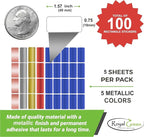 Metallic Stickers 1.57 inch x 0.75 inch Small Color-Coding Labels in 5 Metallic Colors Tags (40mm x 19) - 100 Pack by Royal Green