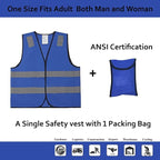 Blue Safety Vests 20 Pack - Reflective High Visibility Construction ANSI Class 2 Work Vests for Men,Woman,Hi Vis Mesh and Neon Silver Strip