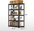 5 Tier Garage Shelving Storage Shelves 2000LBS Heavy Duty Metal Shelving Units 63"H Adjustable Industrial Utility Shelves Rack for Warehouse Garage Basement Living Room (15.7"D×31.5"W×63"H)