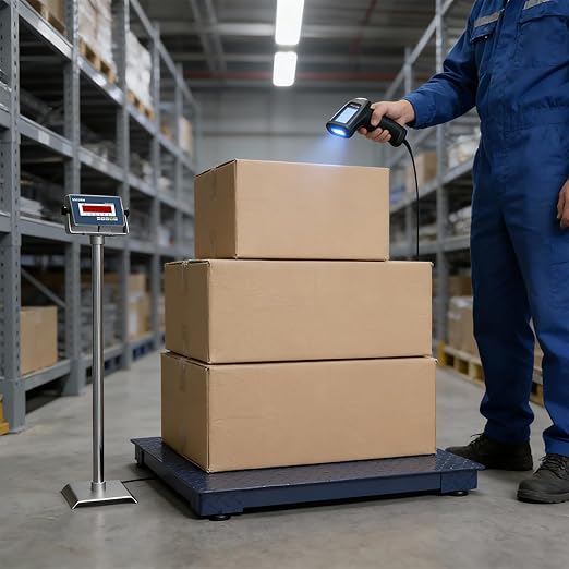 24"x24" Heavy-Duty Floor Scale, Precision Pallet Weighing with Digital Indicator for Warehouse Shipping (2500 lb x 0.5 lb), Navy