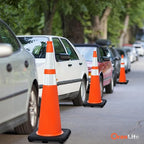 Fluorescent Orange/Green PVC Traffic Cones, Heavy Black Base Parking Lot Cone Structurally Stable Weatherproof Road Construction Safety Cones (8, Orange, 36" Extra Large)