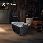 Life Story 6 Pack Heavy Duty Stackable Storage Bin, 55 Quart Home Organizer, Versatile Lightweight Locking Bins with Carrying Handles, Black/Gray