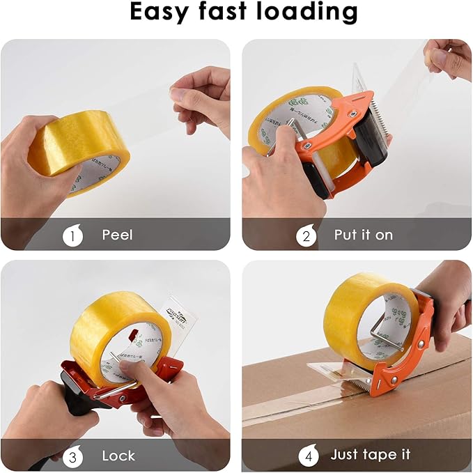 Fast Reload 3 Inch Wide Large Tape Gun Dispenser Packing Packaging Sealing Cutter (TG04-ORG)
