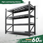Letaya 4000LBS Storage Shelves Heavy Duty,60" W Garage Shelving Units, 4 Tier Adjustable Utility Rack Shelf,Large Metal Industrial Shelves,for Shop,Warehouse,Basement (60" W x 24" D x 70" H)