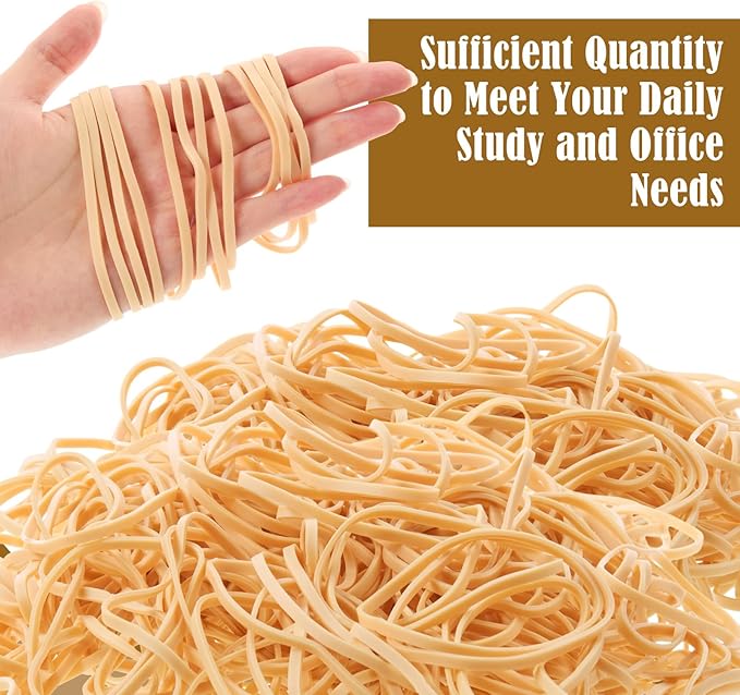 Marspark 6000 Pcs Size 33 Rubber Bands Bulk 10 lb Beige Soft Strong Elastic Rubber Bands for Office Supplies Trash Cans File Folders