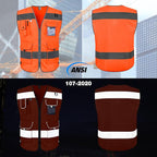 TCCFCCT Safety Vest 9 Pockets High Visibility Reflective Safety Vest for Men Women, Hi Vis Work Vest with Reinforced Sewing, Durable to Use, Meets ANSI/ISEA Standards, (Orange, 3X-Large)