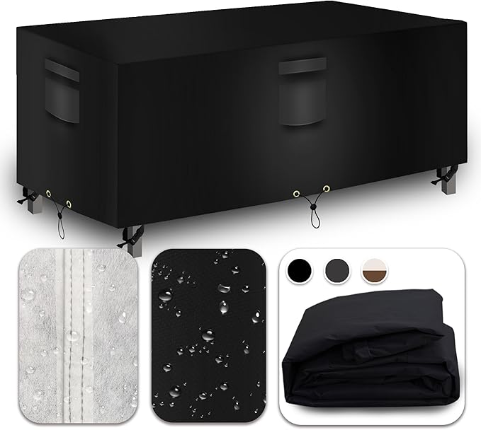 Heavy Duty Patio Furniture Covers Waterproof, Outdoor Table Cover, Sectional Couch Sofa Cover Rectangular, 600D Canvas Oval Patio Dining Table Chair Set Covers 102''L x 74''W x 28''H, Black