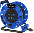 60 FT Retractable Extension Cord Reel, 14AWG Heavy Duty Power Cord with 4 Grounded Outlets, USB-A & USB-C Ports, 13A 1625W, Portable Hand Crank for Indoor Outdoor Use, ETL Listed U60ACR06