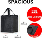 NZ home Insulated Cooler Bag and Food Warmer (Medium, 2 pack) for Food Delivery & Grocery Shopping with Zippered Top, Black